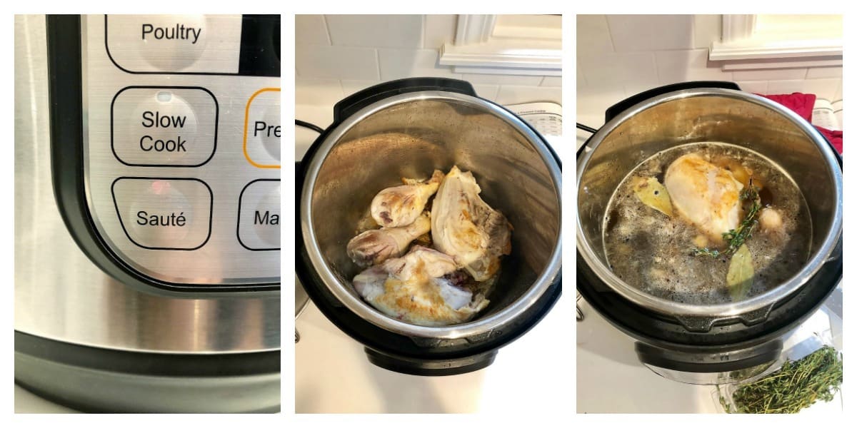 Process shot of making IP chicken stock.