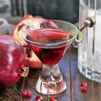 Pomegranate Cosmopolitan Cocktail in a martini glass