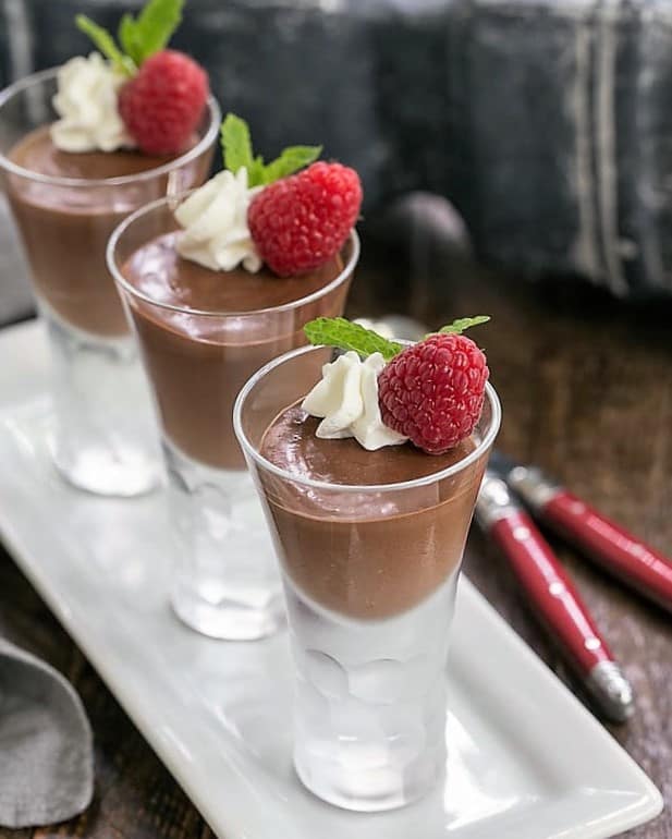 Blender Chocolate Mousse on a whitle tray