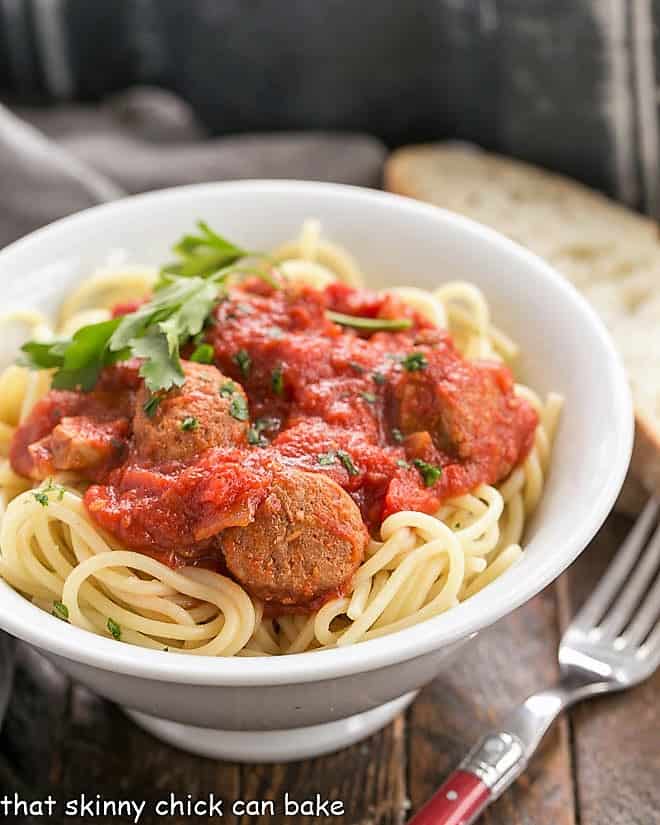 Pasta Sauce Recipe in a white ceramic bowl.