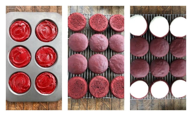 red velvet whoopiei pies process shots