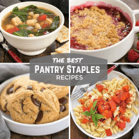Pantry recipes images and text collage