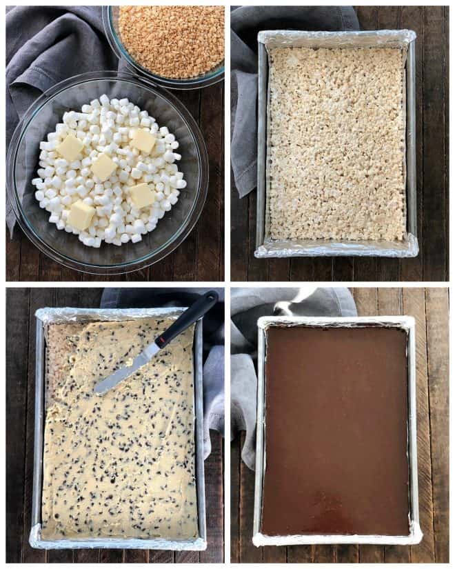 Process shots of how to make Rice Krispie Treats Bars