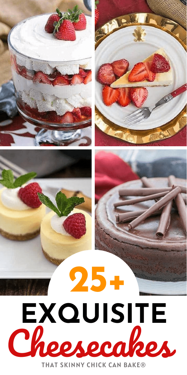 Unique Homemade Cheesecake Desserts collage with 4 photos and a text box