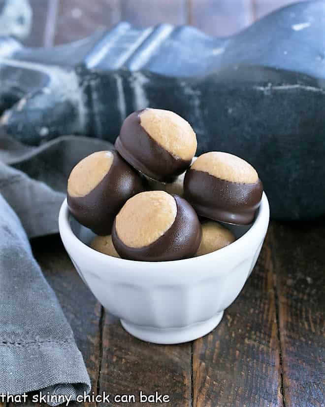 Peanut Butter Balls in a white bowl