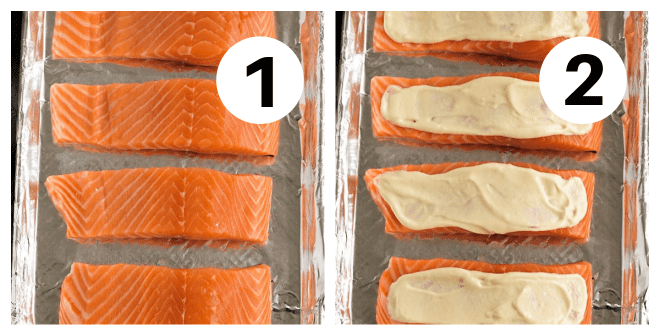 Roasted Salmon process shots 1, 2.