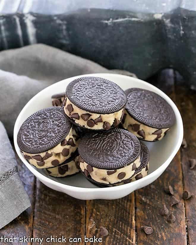 Oreo Cookie Dough Treats in a white bowl.