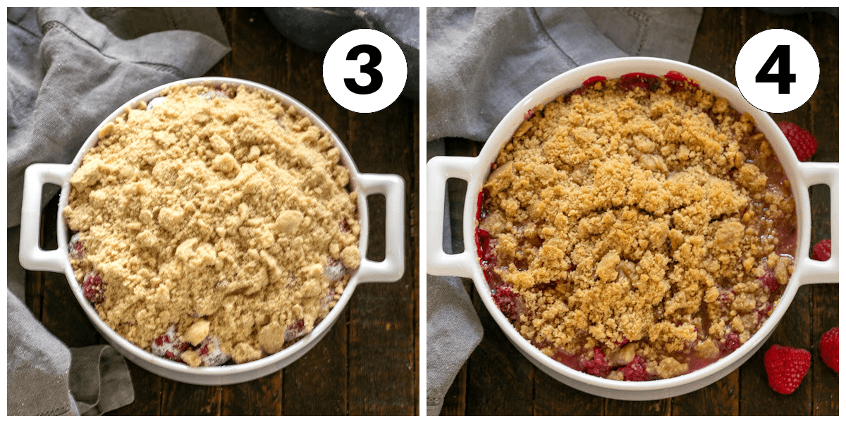 Process shots 3 and 4 for raspberry crisp.