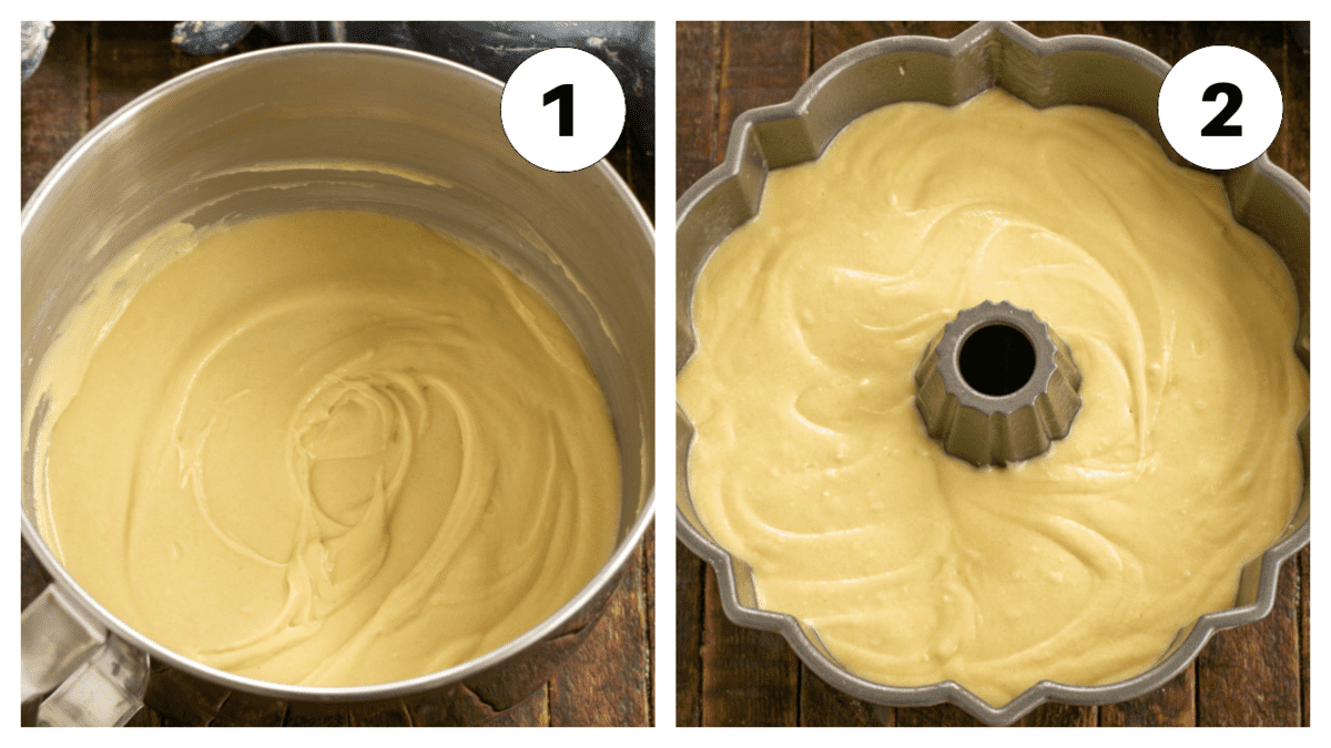 Sour cream pound cake process shots 1, 2.