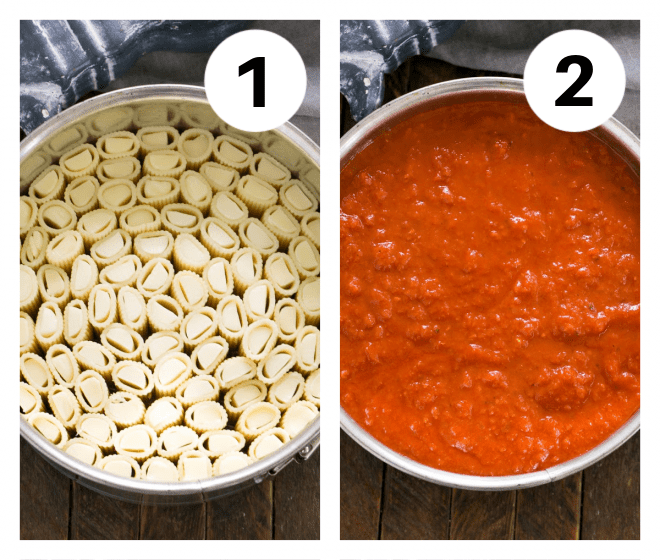 Rigatoni Process shots numbered 1, 2.