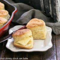 Two angel biscuits on a square white plate