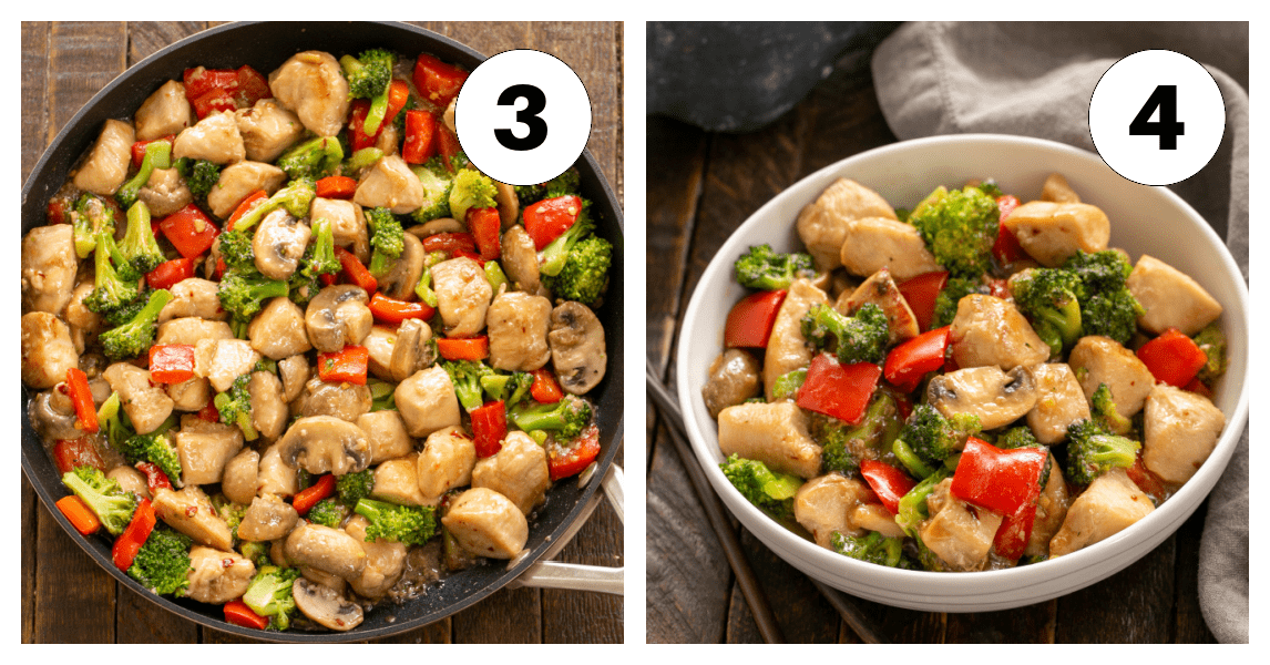 Chicken Broccoli Stir Fry Process Shots labeled 3,4.