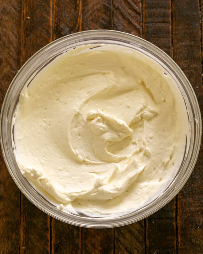 Cream cheese mixture blended with whipped cream.