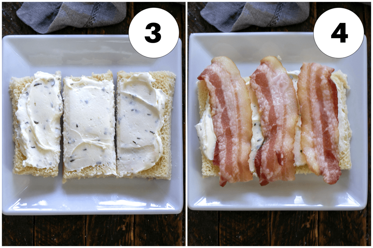 Bacon Roll Ups Steps 3 and 4.