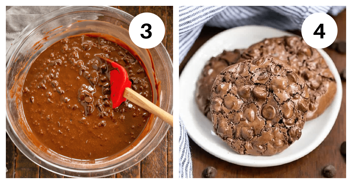 Flourless chocolate cookies process shots 3, 4.