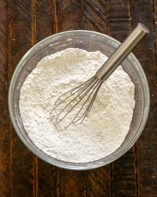 Flour mixture in bowl.