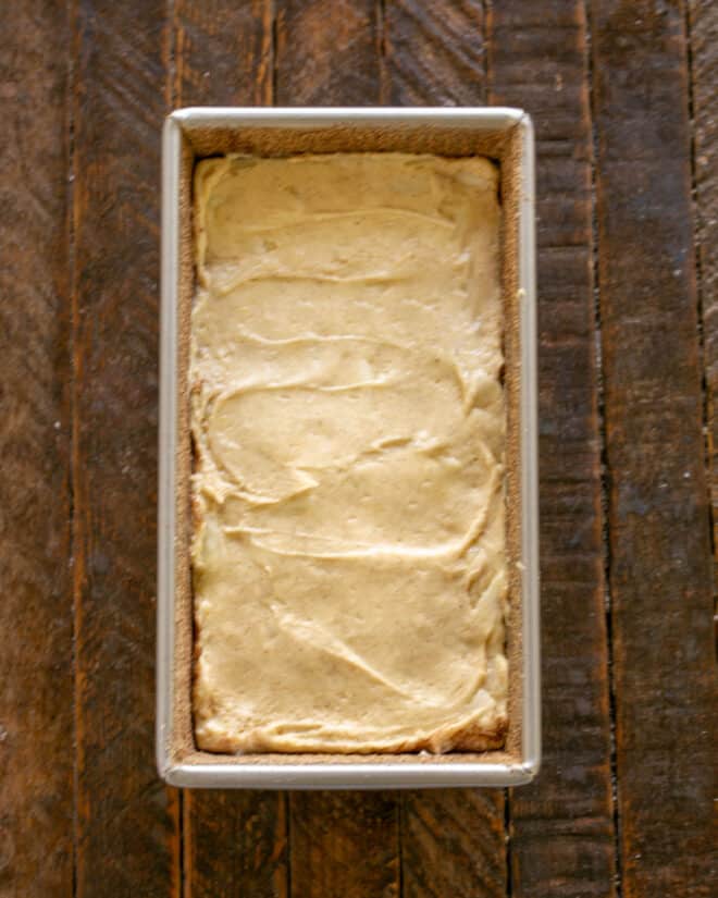 Pear Bread in loaf pan.