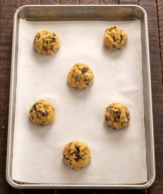 Scoop into balls and place on baking sheet.