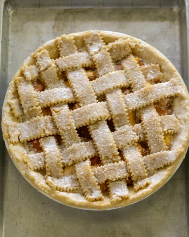 Lattice Topped Peach Pie Step 3