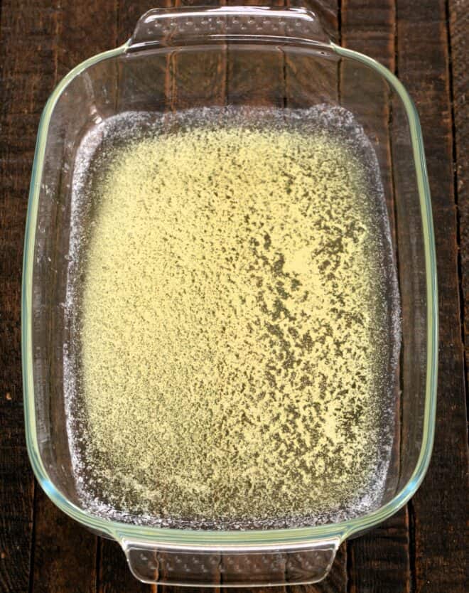 Butter melted in roasting pan.